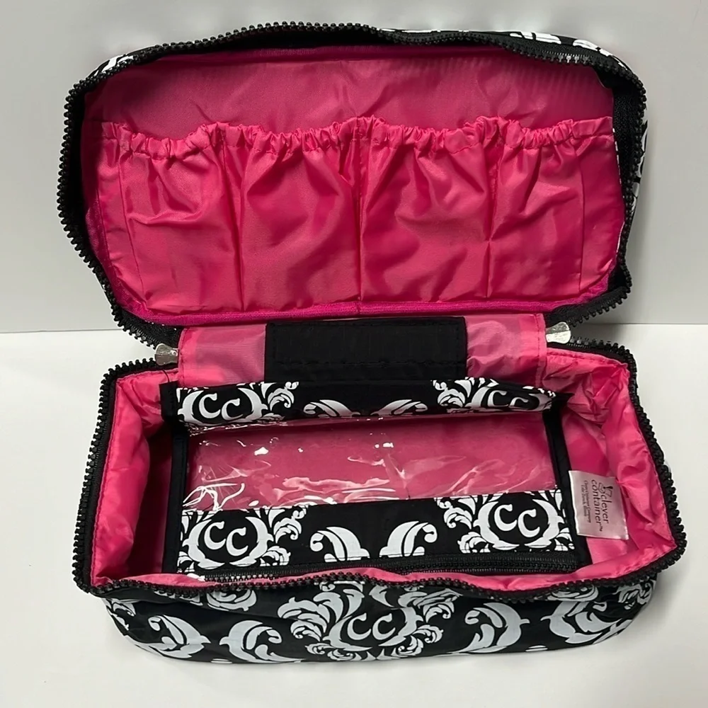 🆕 Travel Pouch For Makeup, Tech, Chargers and Much More Pink Black White